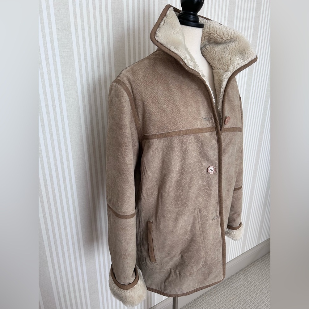 Jones New York Vintage Women’s Genuine Suede Leather Coat 90s Size Medium - Picture 3 of 14